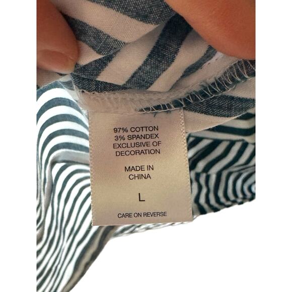 New York & Co Teal Striped Button Down Shirt L - Picture 7 of 8